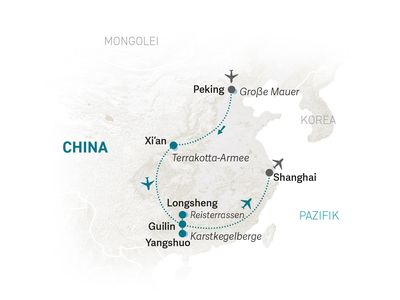 China Familienreise - Reiseroute China 2022