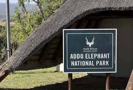 Familienreise Südafrika mit Kindern - Garden Route for family individuell deluxe - Addo Elephant National Park Schild