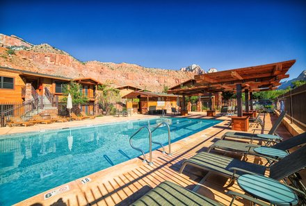 USA Südwesten mit Kindern - USA for family individuell - Abenteuer im Wilden Westen - Springdale - Cable Mountain Lodge - Pool