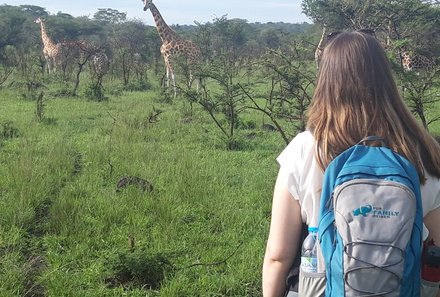 Uganda mit Kindern - Uganda Reisen mit Kindern - Pirsch zu Giraffen im Lake Mburo Nationalpark