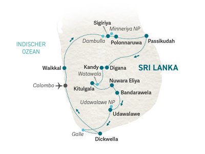 Sri Lanka Familienreise - Sri Lanka Summer Teens - Reiseroute 2025