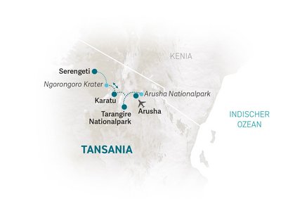 Tansania Familienreise - Tansania for family - Reiseroute 2025