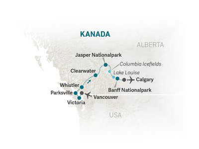 Westkanada for family individuell - Familienreise Westkanada - Reiseroute 2025