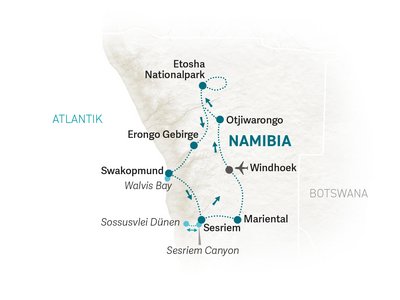 Namibia mit Kindern - Namibia for family - Reiseroute 2025