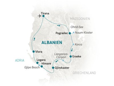 Albanien Familienurlaub - Reisekarte 2025