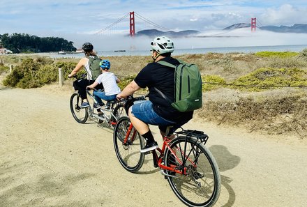 USA Südwesten mit Kindern - USA for family individuell - Kalifornien, Nationalparks & Las Vegas - Familie bei Fahrradtour in San Francisco