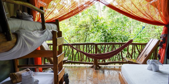 Costa Rica Unterkunft mit Kindern - La Tigra Rainforest Lodge - Lodge Familienzimmer Terrasse