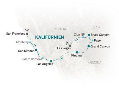 USA Südwesten mit Kindern - USA for family individuell - Kalifornien, Nationalparks & Las Vegas - Reiseroute 2025