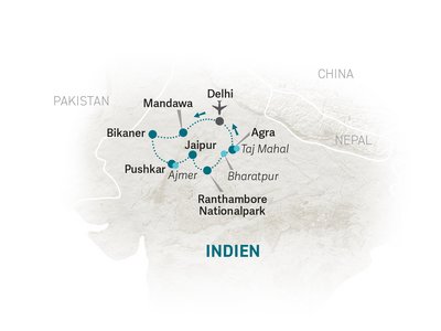 Indien Familienreise - Indien for family - Reiseroute 2025