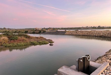 Andalusien for family - Familienreise Andalusien - Salinas de Chiclana Sonnenuntergang