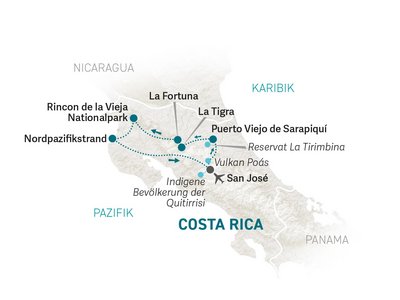 Costa Rica Familienreise - Costa Rica for family - Reiseroute 2025
