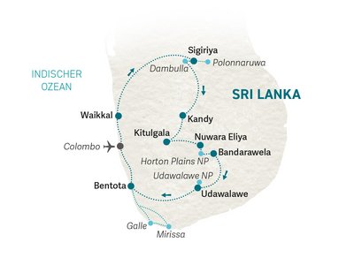 Sri Lanka Familienreise - Sri Lanka Family & Teens - Reiseroute 2025