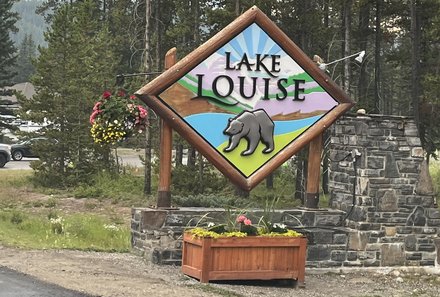 Westkanada for family - Familienurlaub Kanada -  Lake Louise Schild