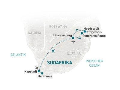 Familienreise Südafrika - Südafrika Family & Teens - Reisekarte 2024/2025