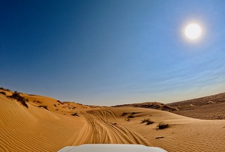 Oman Familienreise - Oman for family - Fahrt im Jeep ins Wüstencamp